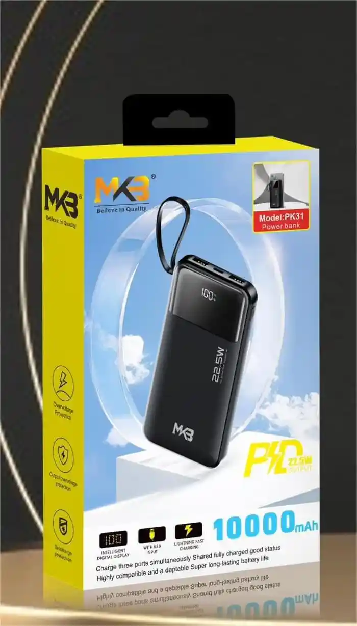 MKB PK31 10000mah PD 22.5w With Extra Holder power bank
